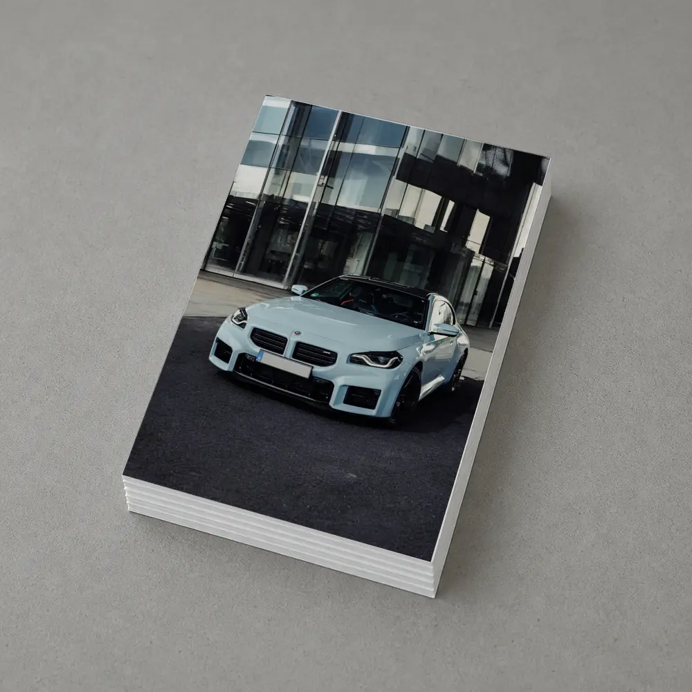 BMW M2 Light Blue Urban Building Background – Postcards