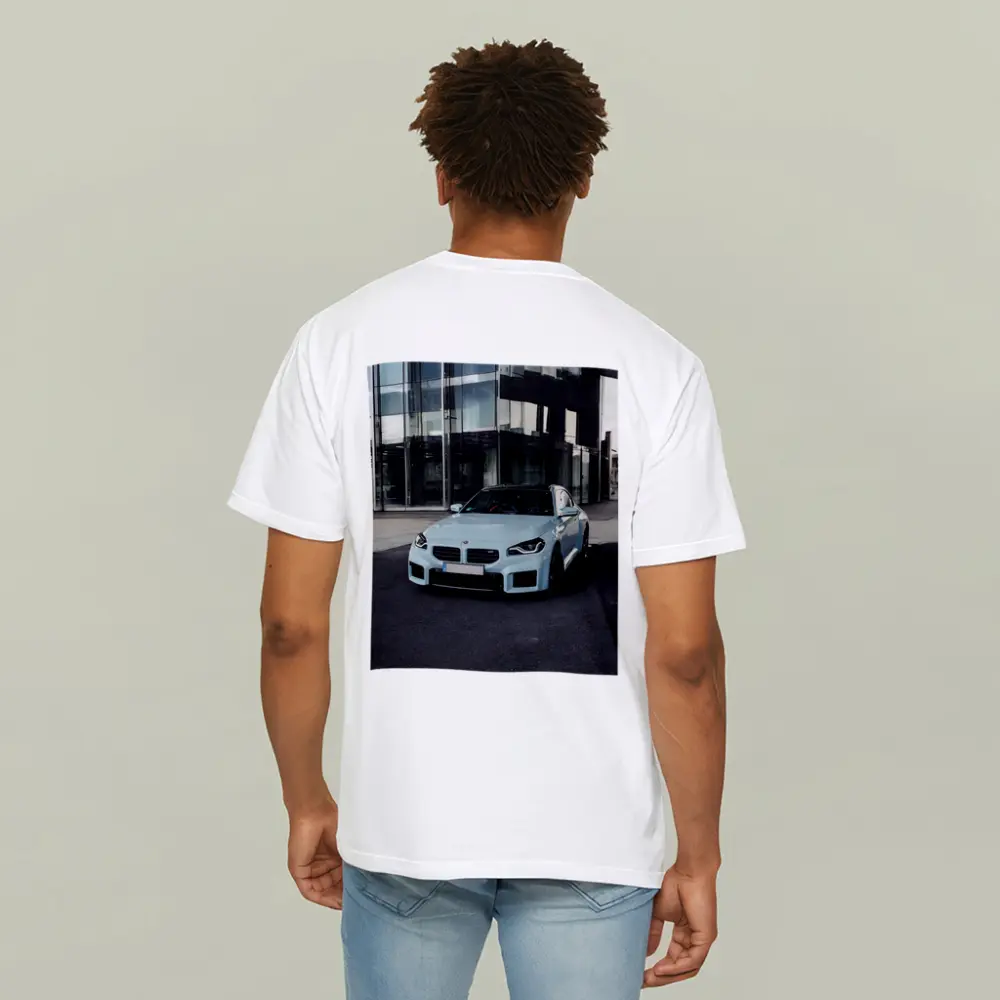 BMW M2 Light Blue Urban Building Background – T-Shirts