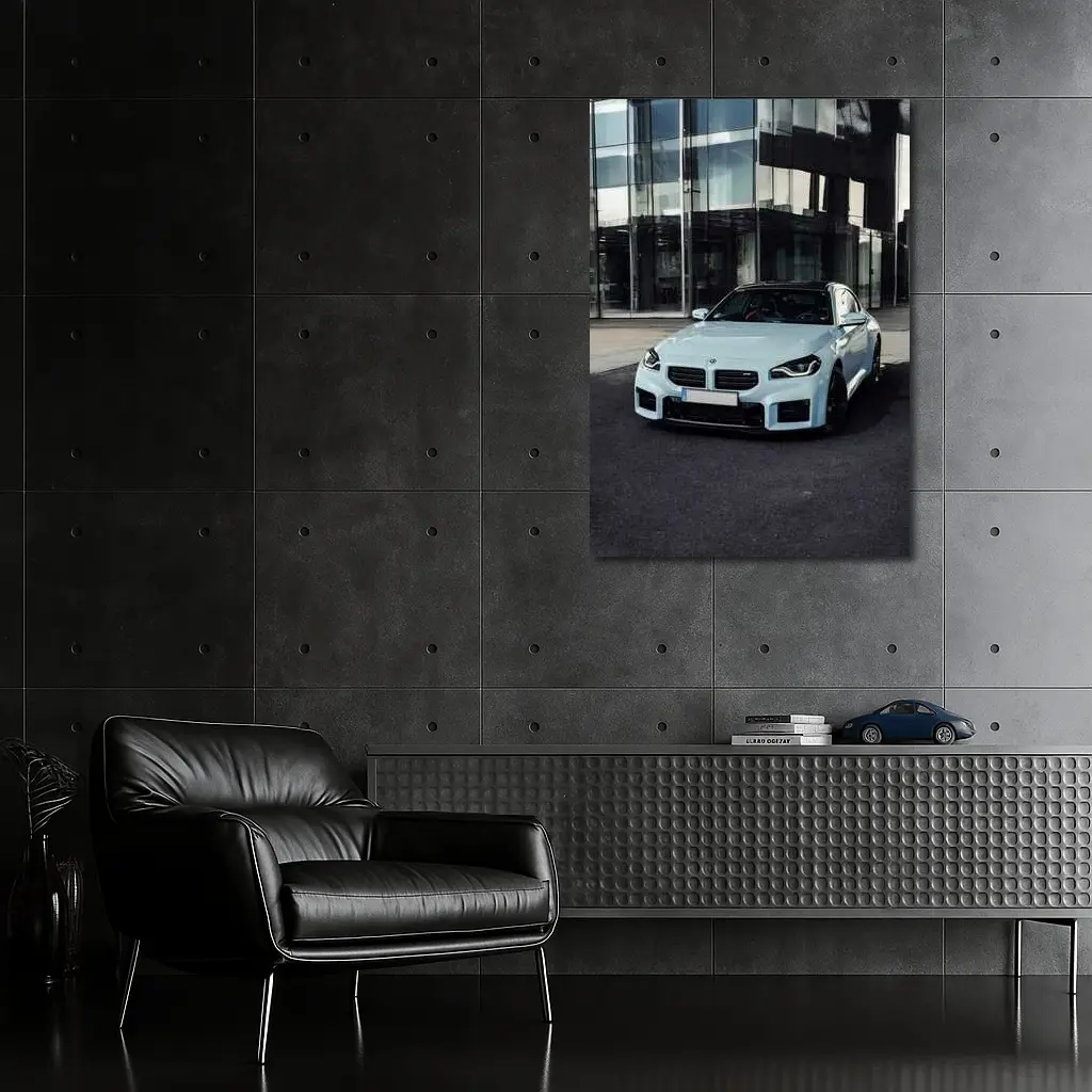 BMW M2 Light Blue Urban Building Background – Wall Art