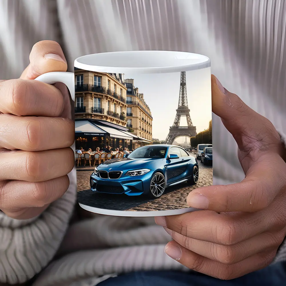 BMW M2 Coupe Parked Near Eiffel Tower – Mugs