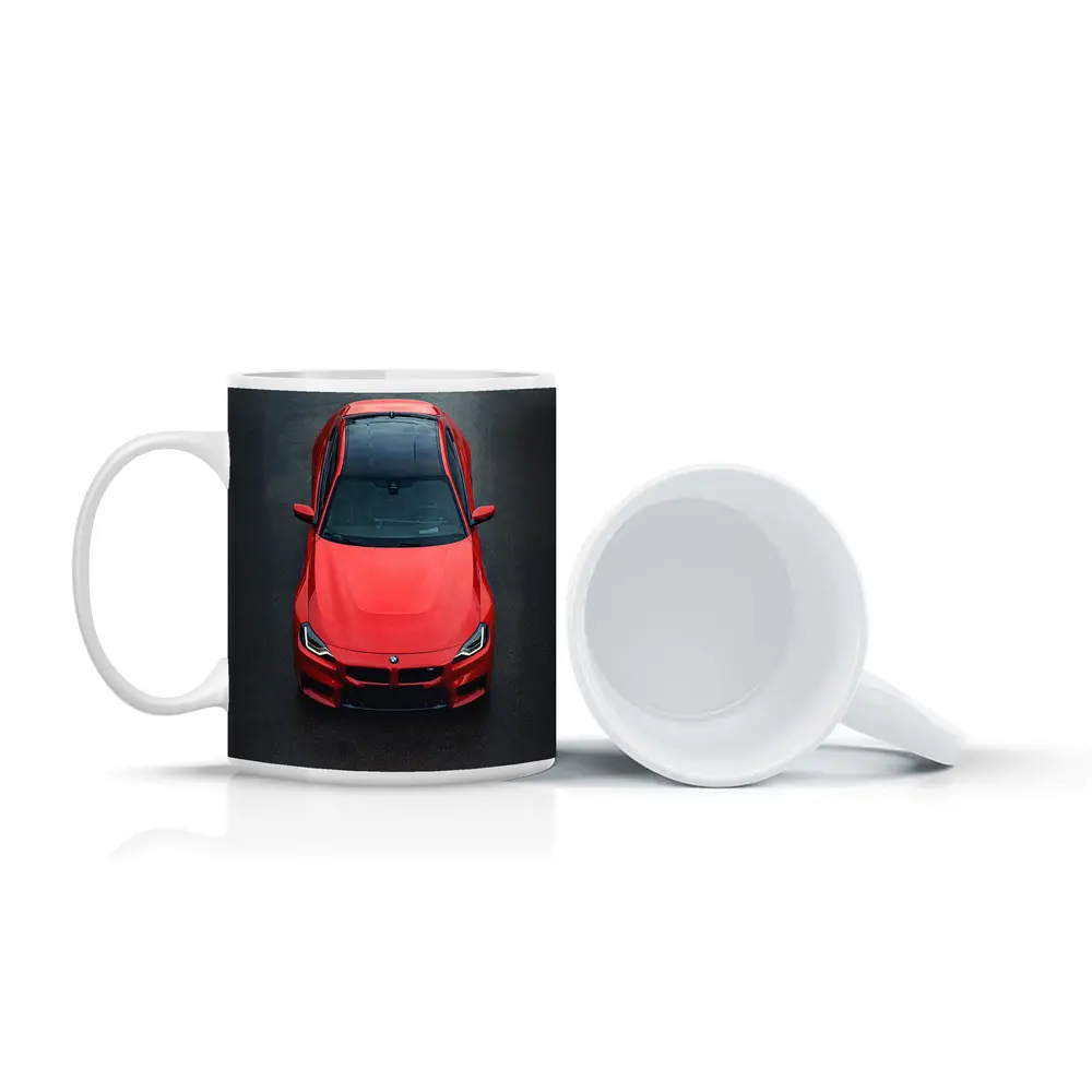 BMW M2 Red Top View Asphalt – Mugs