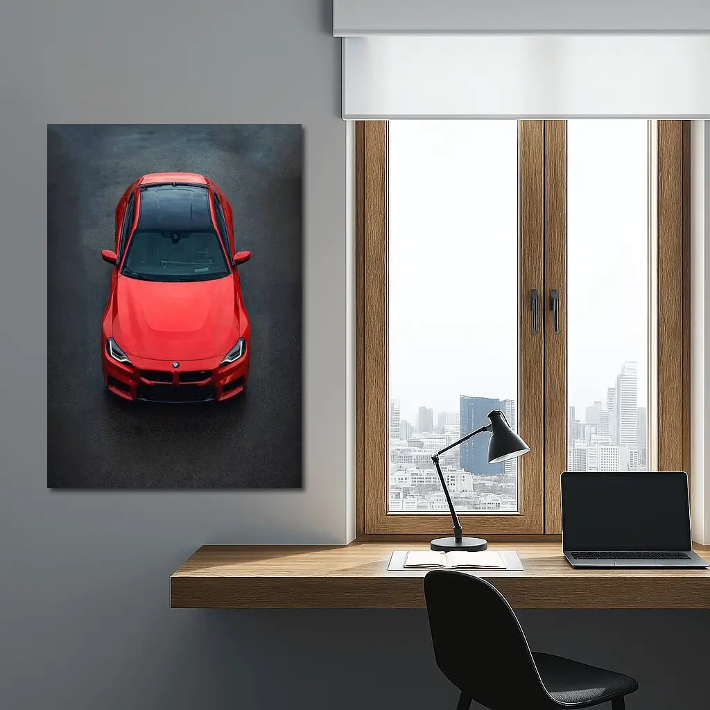 BMW M2 Red Top View Asphalt – Wall Art