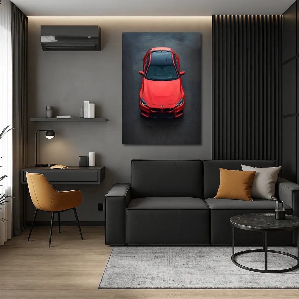 BMW M2 Red Top View Asphalt – Wall Art