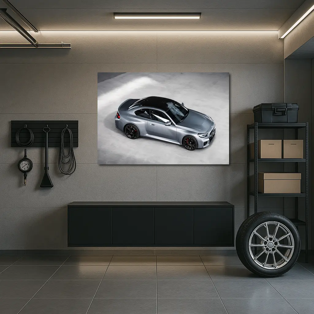 BMW M2 Coupe Gray Studio Top View – Wall Art
