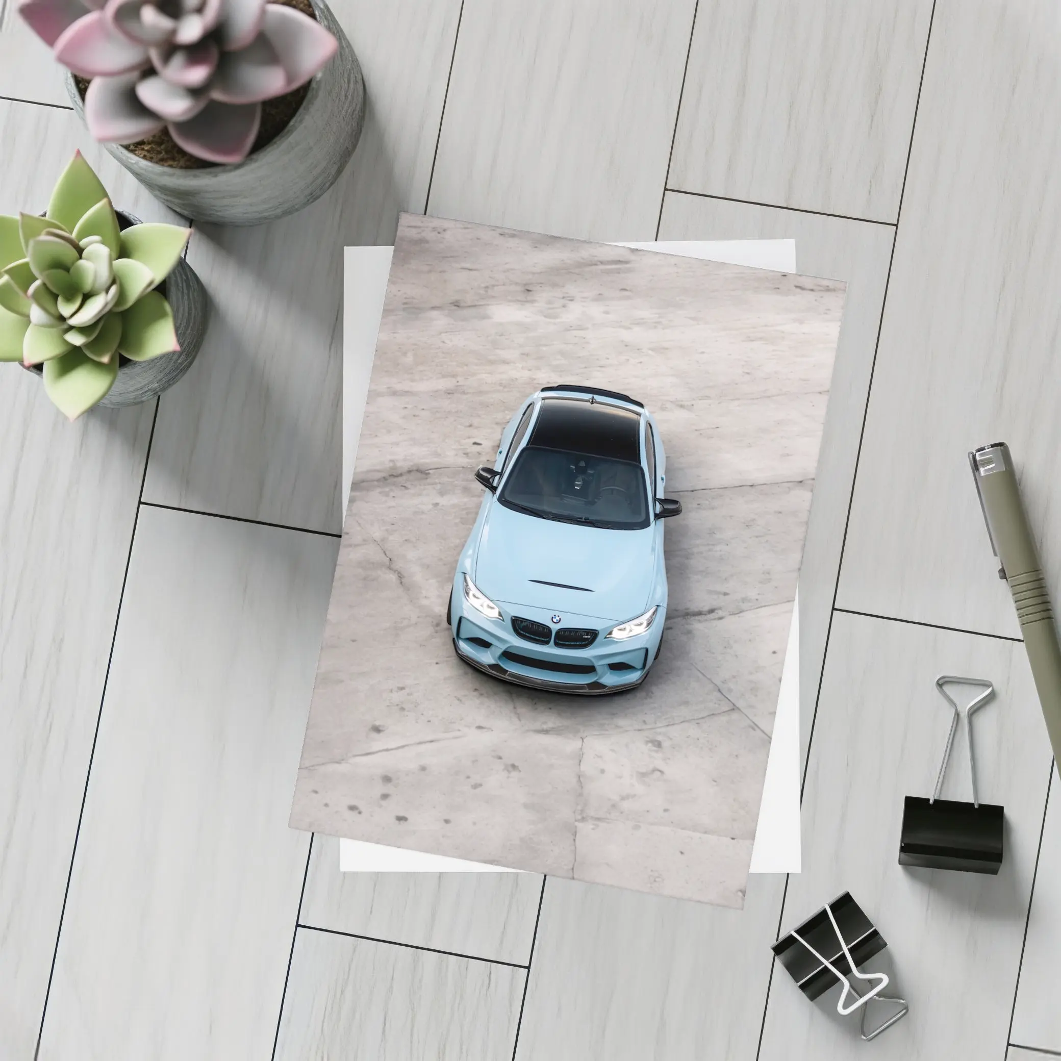 BMW M2 Light Blue Aerial Concrete – Postcards
