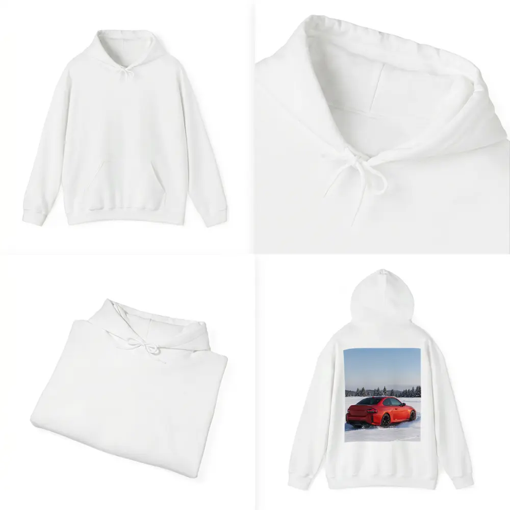 BMW M2 Red Coupe Drifting Snow Landscape – Hoodies