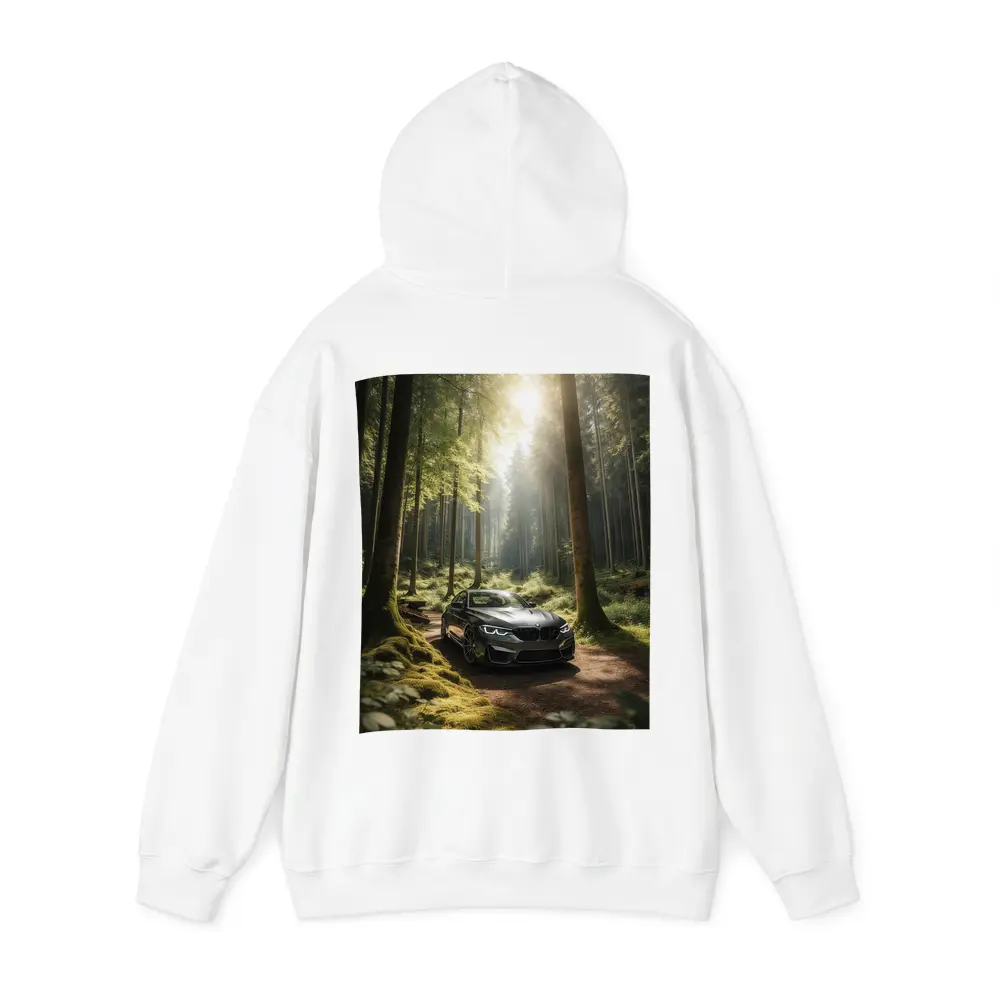 BMW M2 Parked in Sunlit Forest – Hoodies