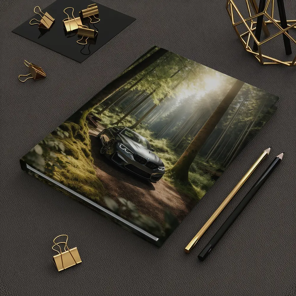 BMW M2 Parked in Sunlit Forest – Notebooks