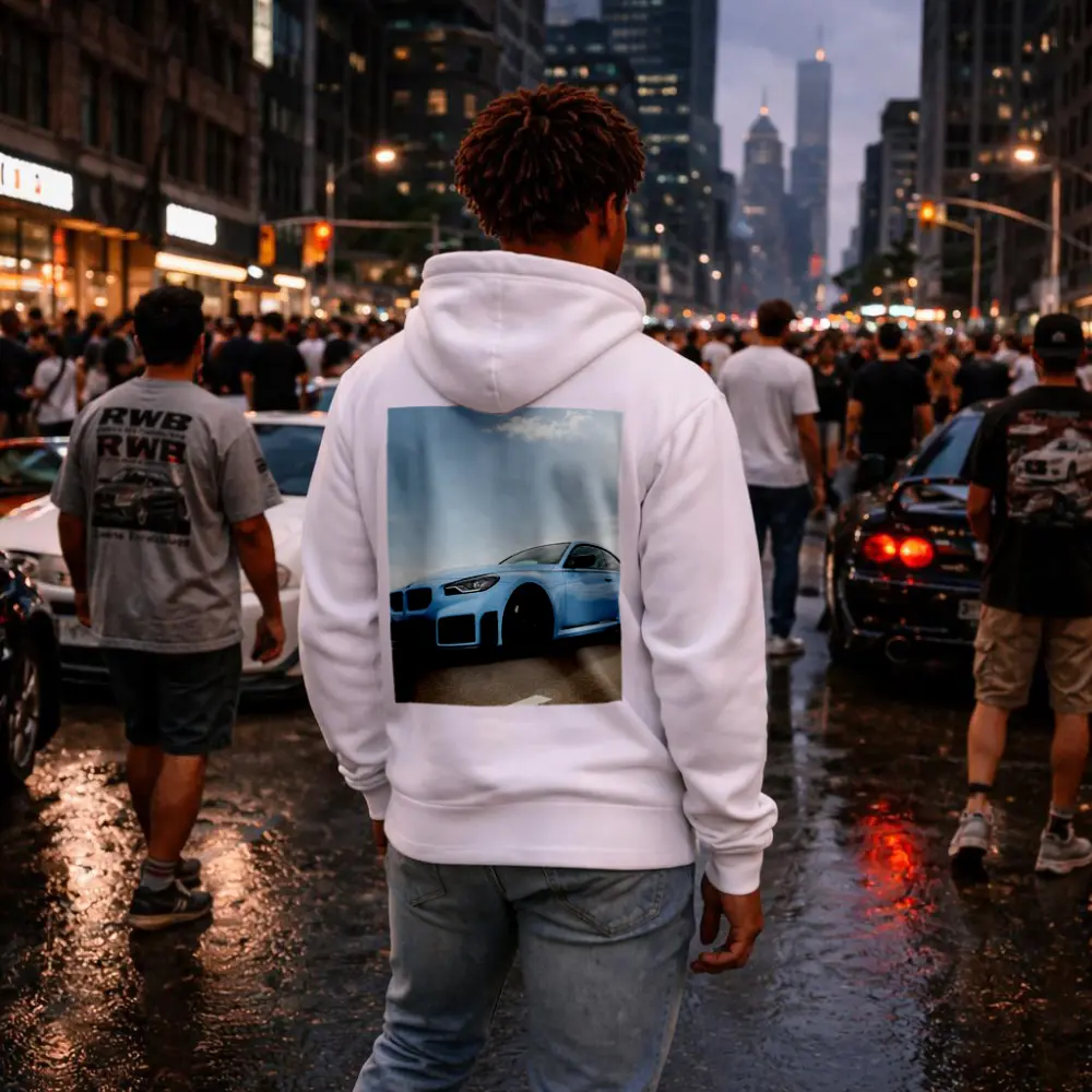 BMW M2 Light Blue On Open Road – Hoodies