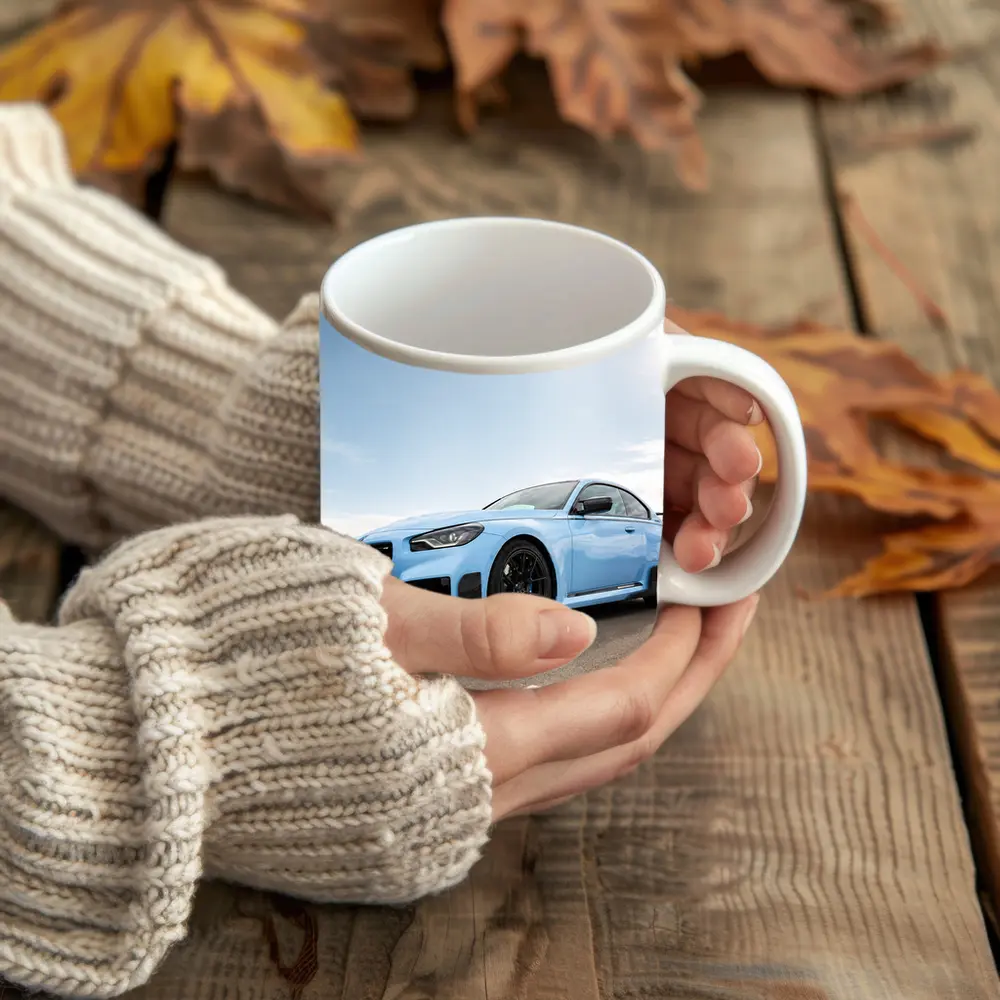 BMW M2 Light Blue On Open Road – Mugs