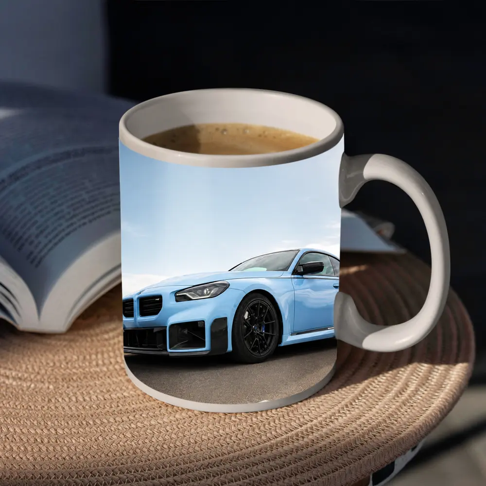 BMW M2 Light Blue On Open Road – Mugs