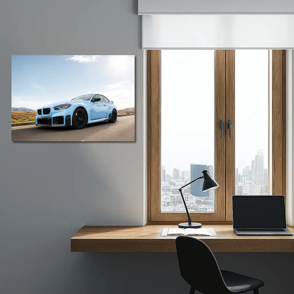 BMW M2 Light Blue On Open Road – Wall Art