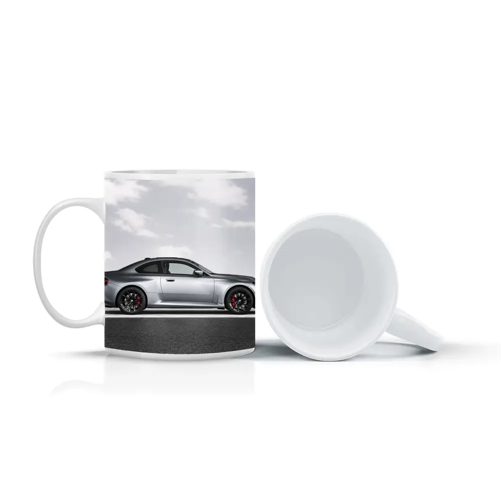 BMW M2 Coupe Silver Side Profile Shot – Mugs