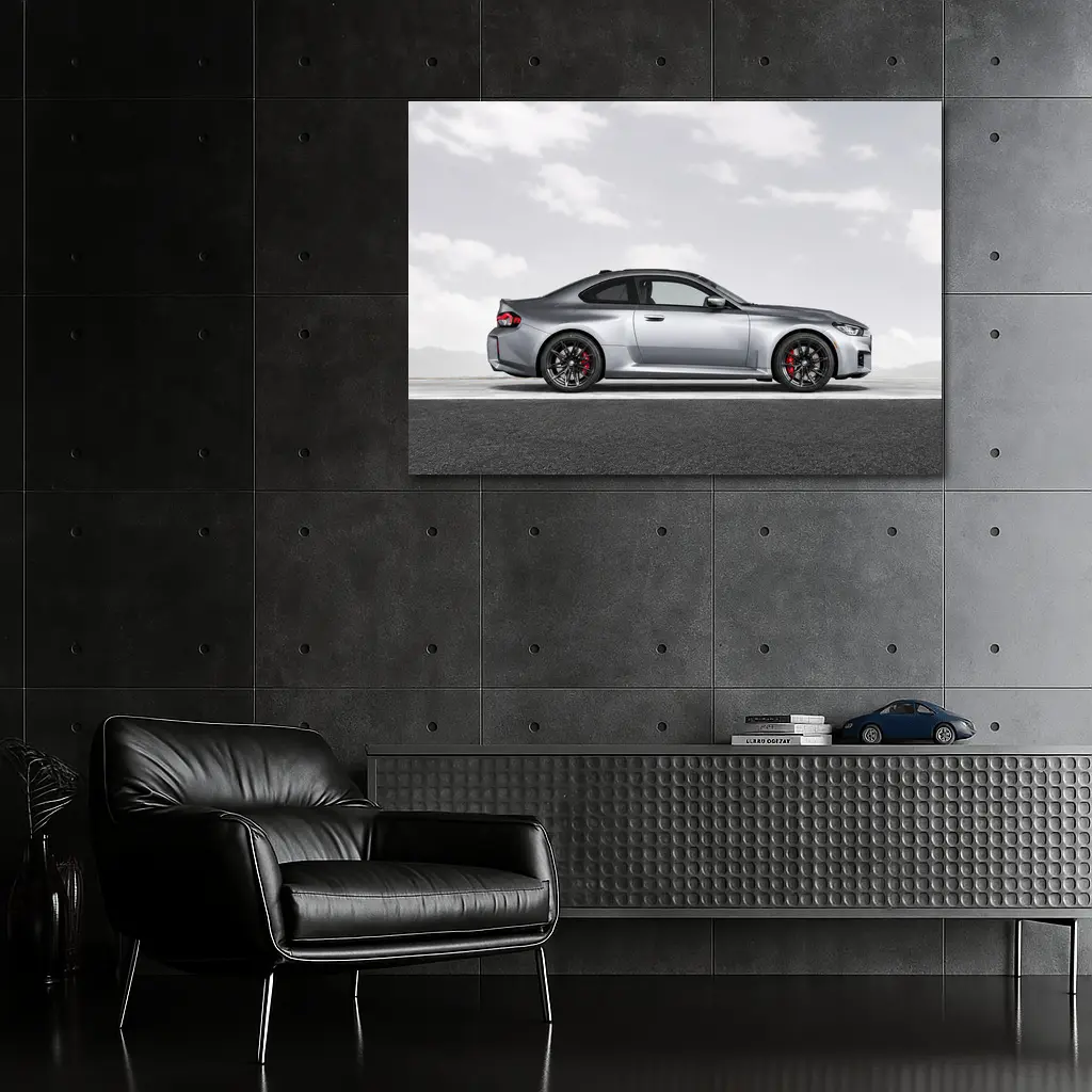 BMW M2 Coupe Silver Side Profile Shot – Wall Art