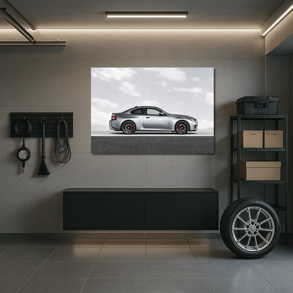 BMW M2 Coupe Silver Side Profile Shot – Wall Art