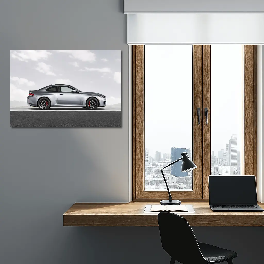 BMW M2 Coupe Silver Side Profile Shot – Wall Art