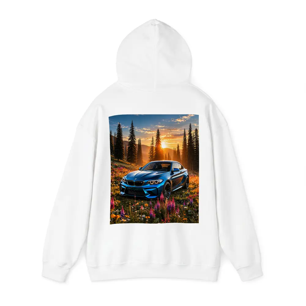 BMW M2 Blue Coupe Wildflower Sunset Meadow – Hoodies