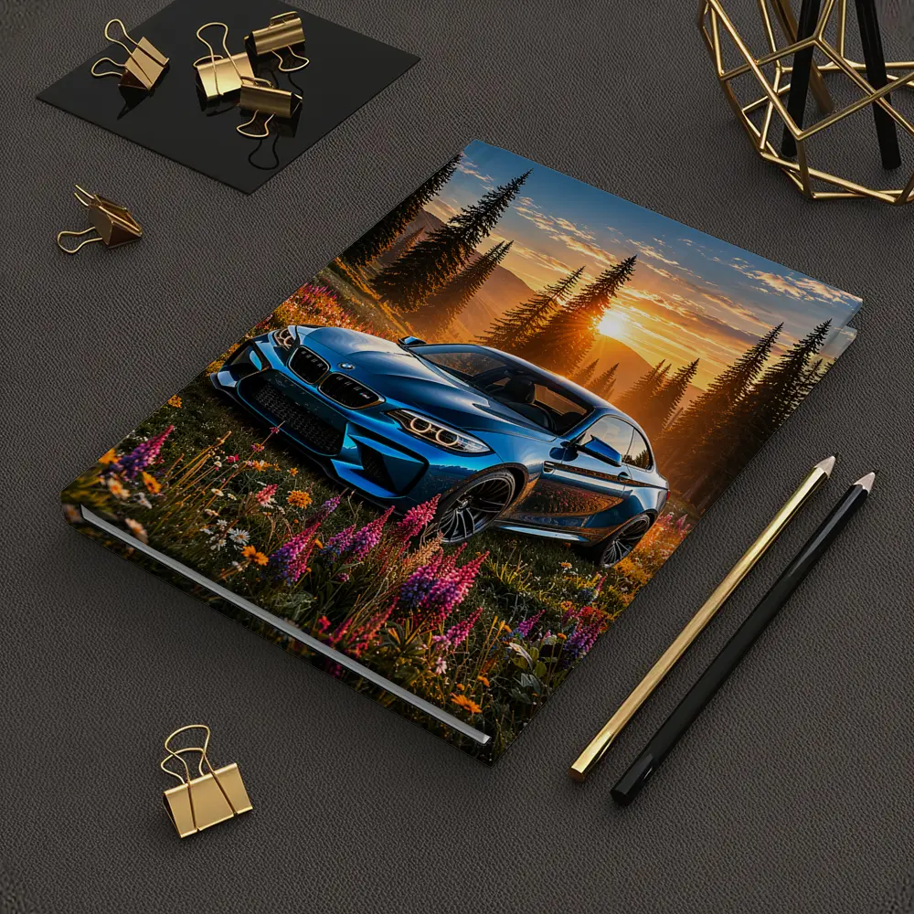 BMW M2 Blue Coupe Wildflower Sunset Meadow – Notebooks