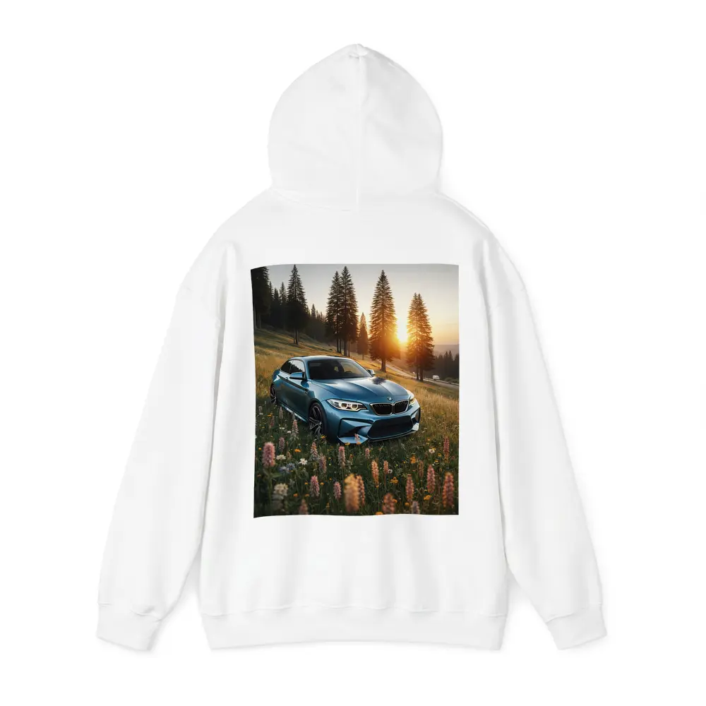 BMW M2 Blue Coupe Wildflower Meadow Sunset – Hoodies