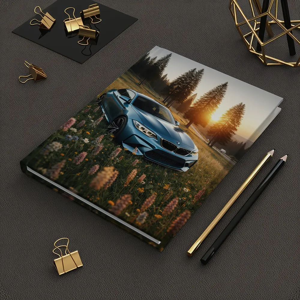 BMW M2 Blue Coupe Wildflower Meadow Sunset – Notebooks