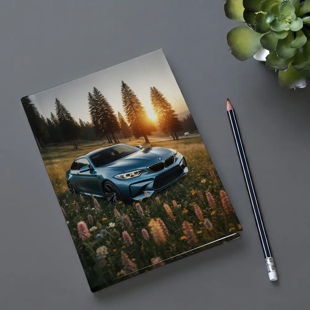 BMW M2 Blue Coupe Wildflower Meadow Sunset – Notebooks