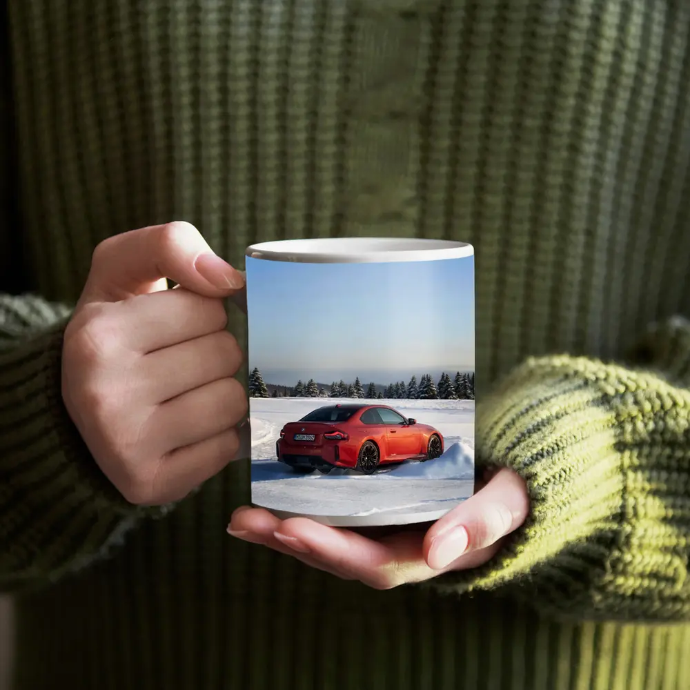 BMW M2 Red Coupe Winter Snow Drift – Mugs