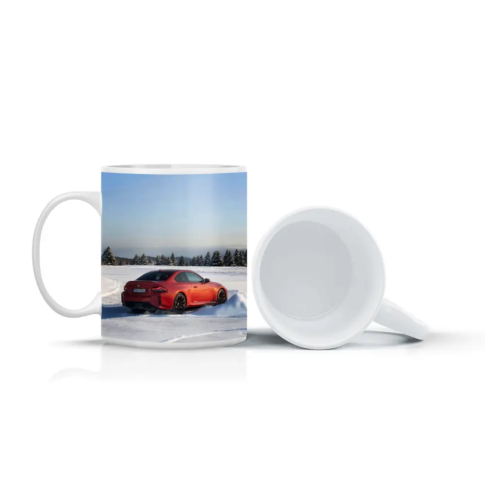 BMW M2 Red Coupe Winter Snow Drift – Mugs