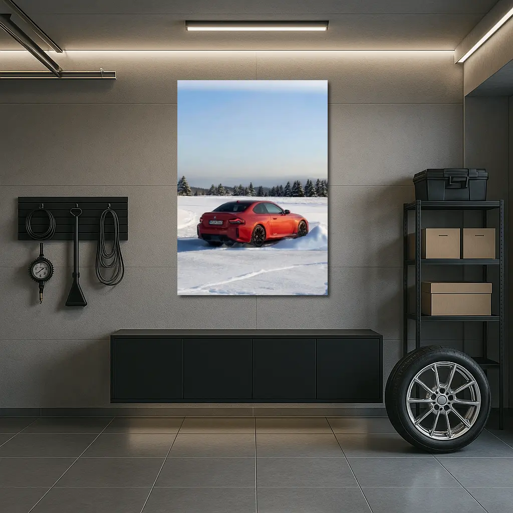 BMW M2 Red Coupe Winter Snow Drift – Wall Art