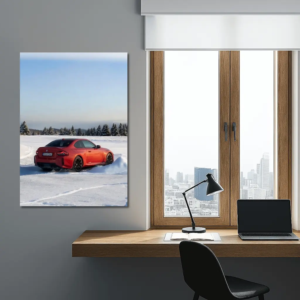 BMW M2 Red Coupe Winter Snow Drift – Wall Art