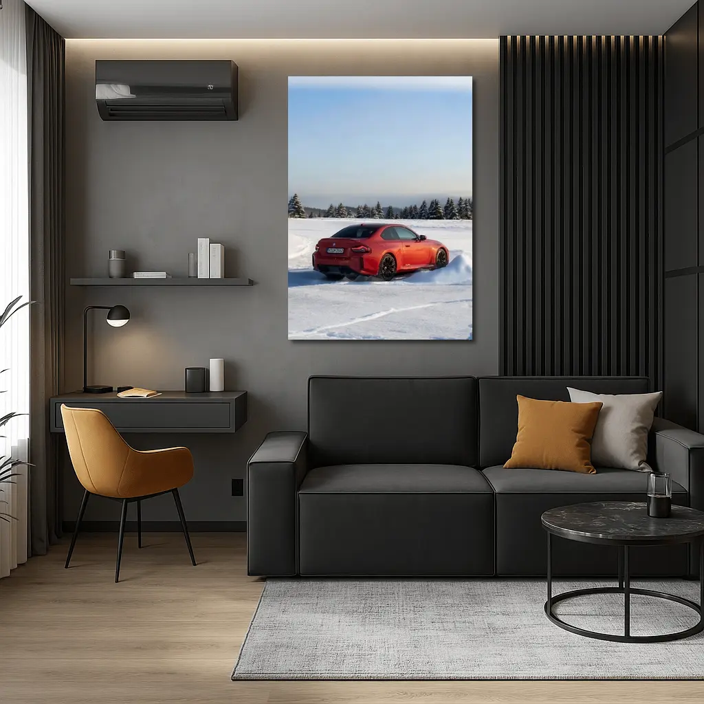 BMW M2 Red Coupe Winter Snow Drift – Wall Art
