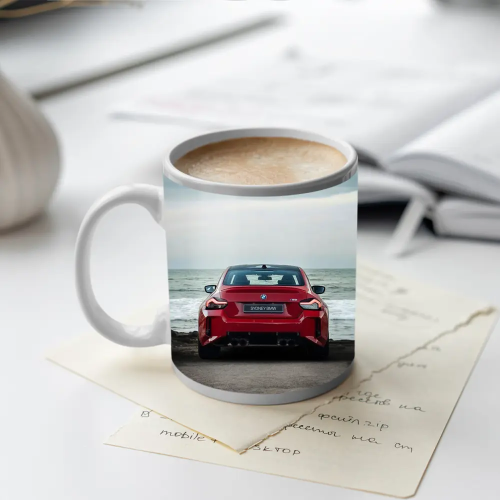 BMW M2 Red Rear Ocean Shore – Mugs
