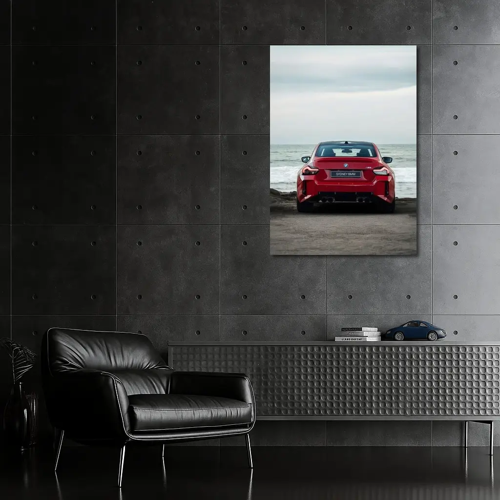 BMW M2 Red Rear Ocean Shore – Wall Art