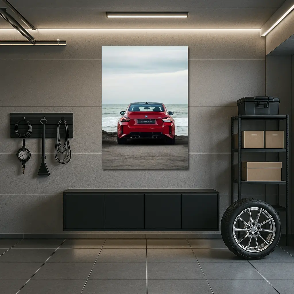 BMW M2 Red Rear Ocean Shore – Wall Art