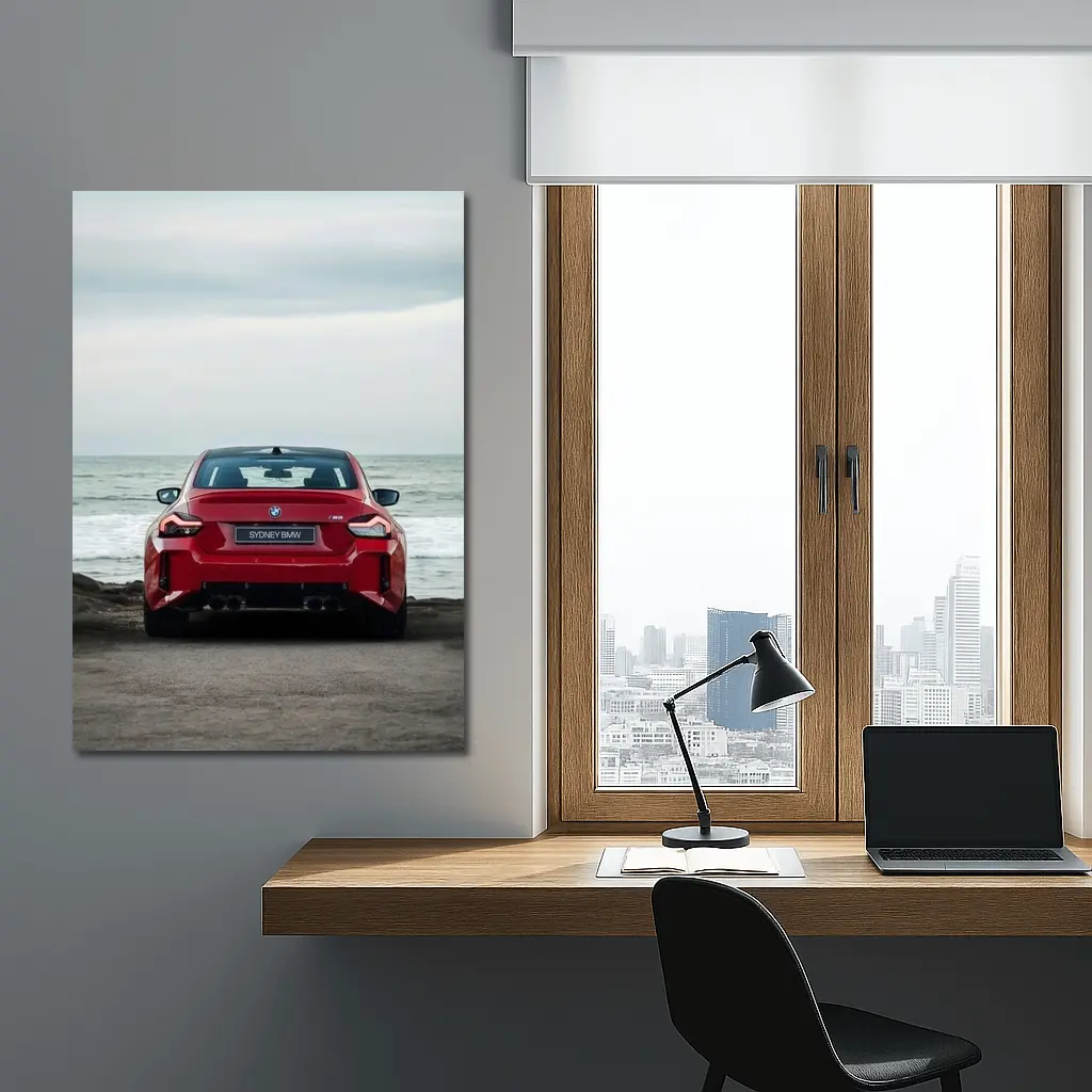 BMW M2 Red Rear Ocean Shore – Wall Art