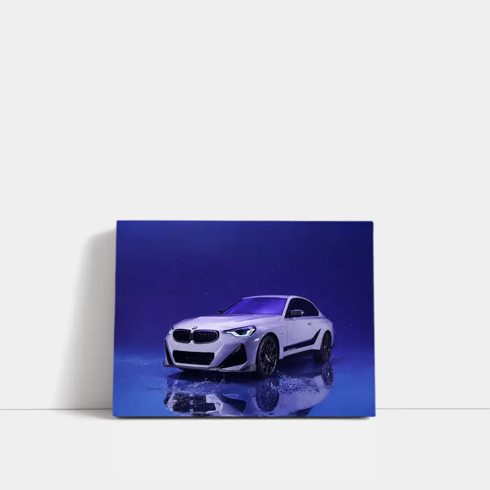 BMW 2 Series White Car Blue Studio – Wall Art