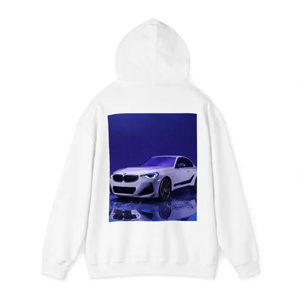 BMW 2 Series White Car Blue Studio – Hoodies