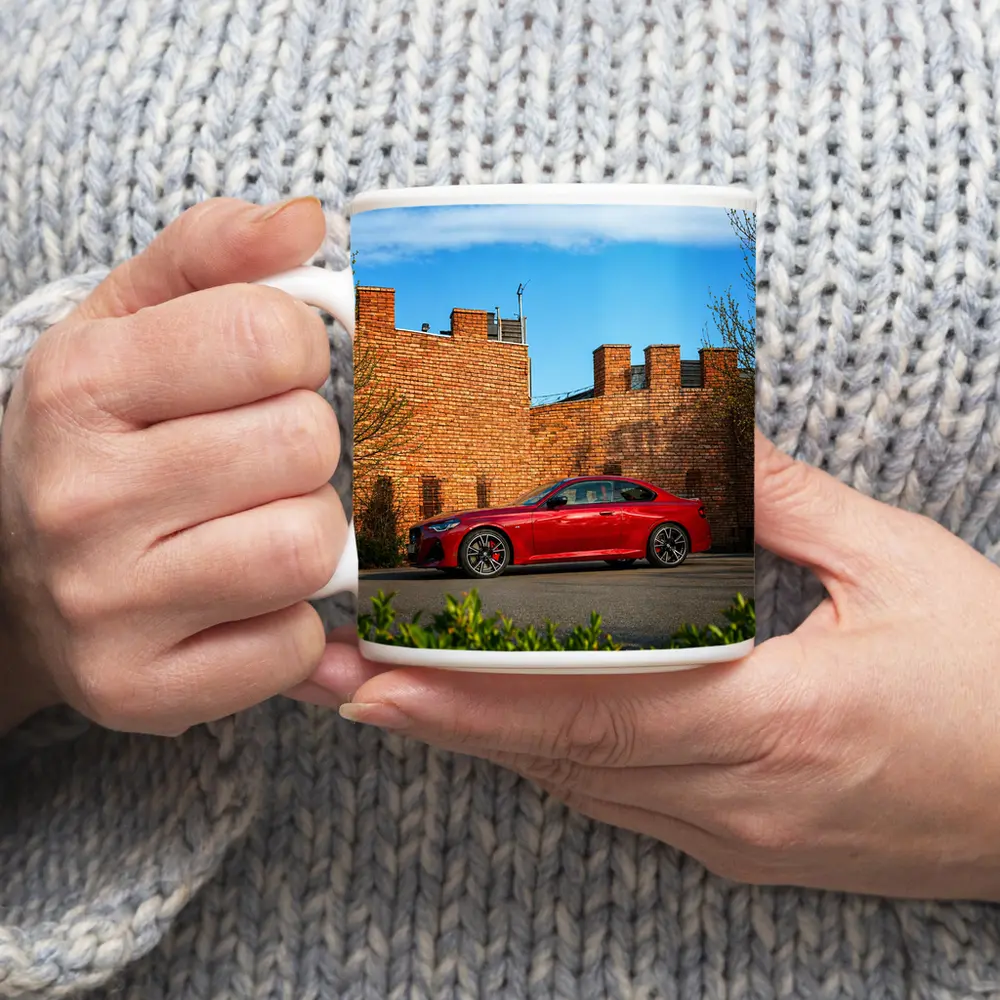 BMW M2 Red Coupe Brick Wall Setting – Mugs