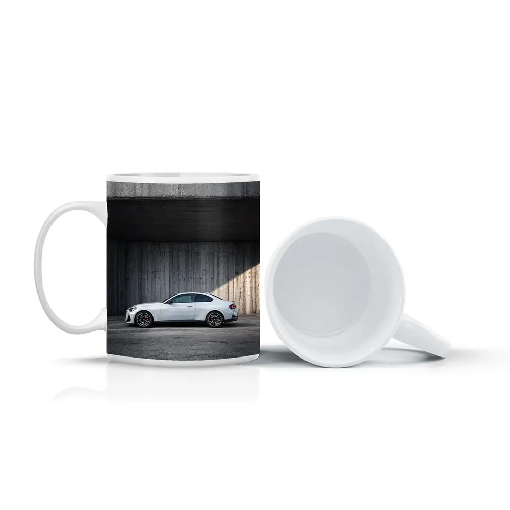 BMW M2 Coupe Parked Against Concrete Wall – Mugs