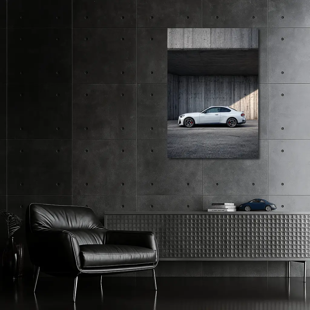 BMW M2 Coupe Parked Against Concrete Wall – Wall Art