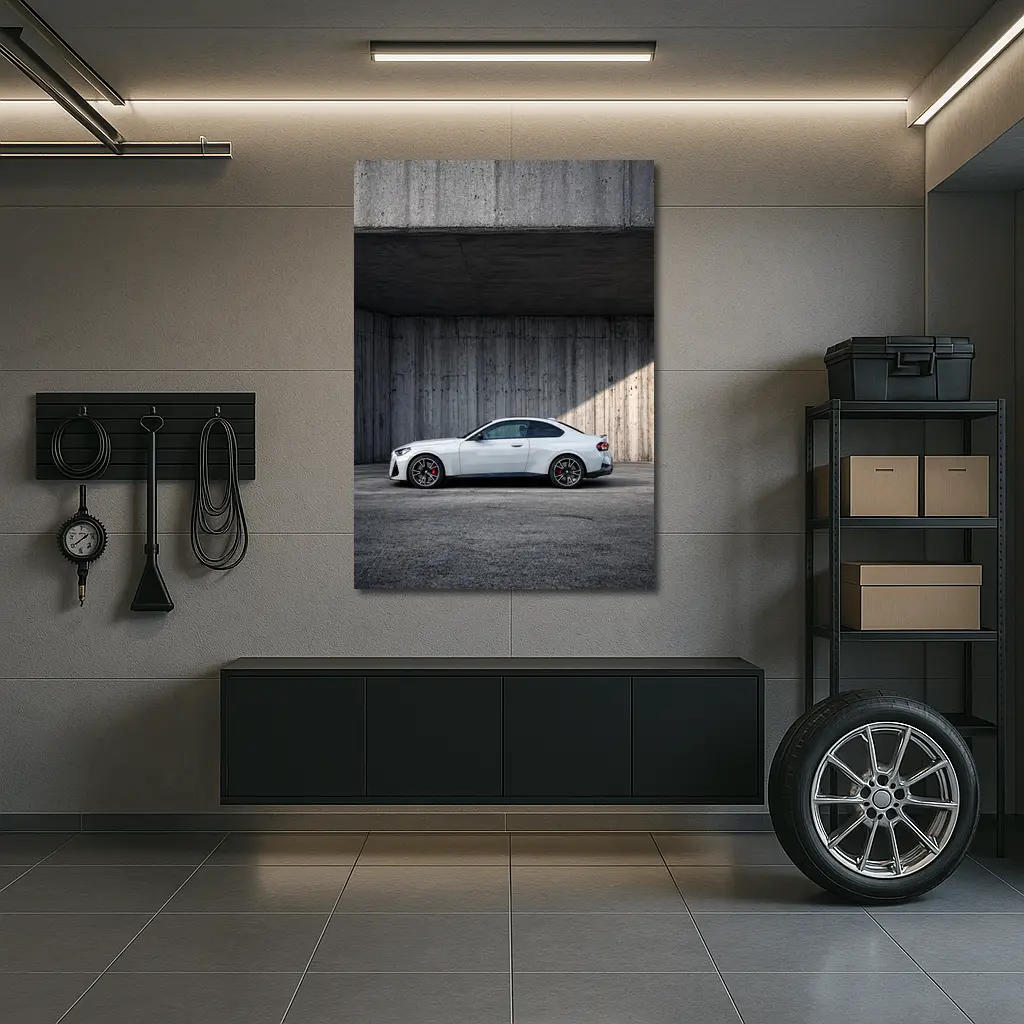 BMW M2 Coupe Parked Against Concrete Wall – Wall Art