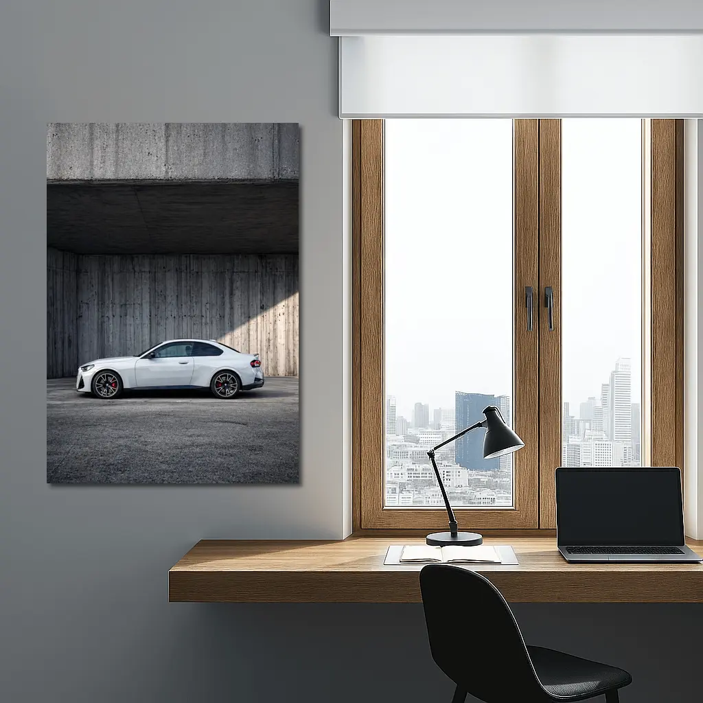 BMW M2 Coupe Parked Against Concrete Wall – Wall Art