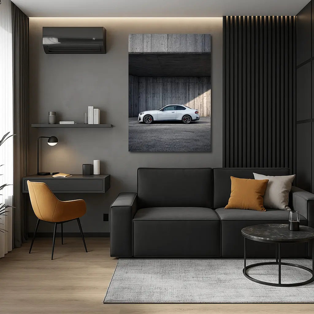 BMW M2 Coupe Parked Against Concrete Wall – Wall Art