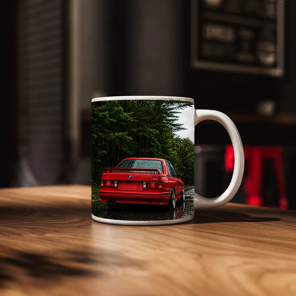 BMW M3 Red Wet Road Forest – Mugs