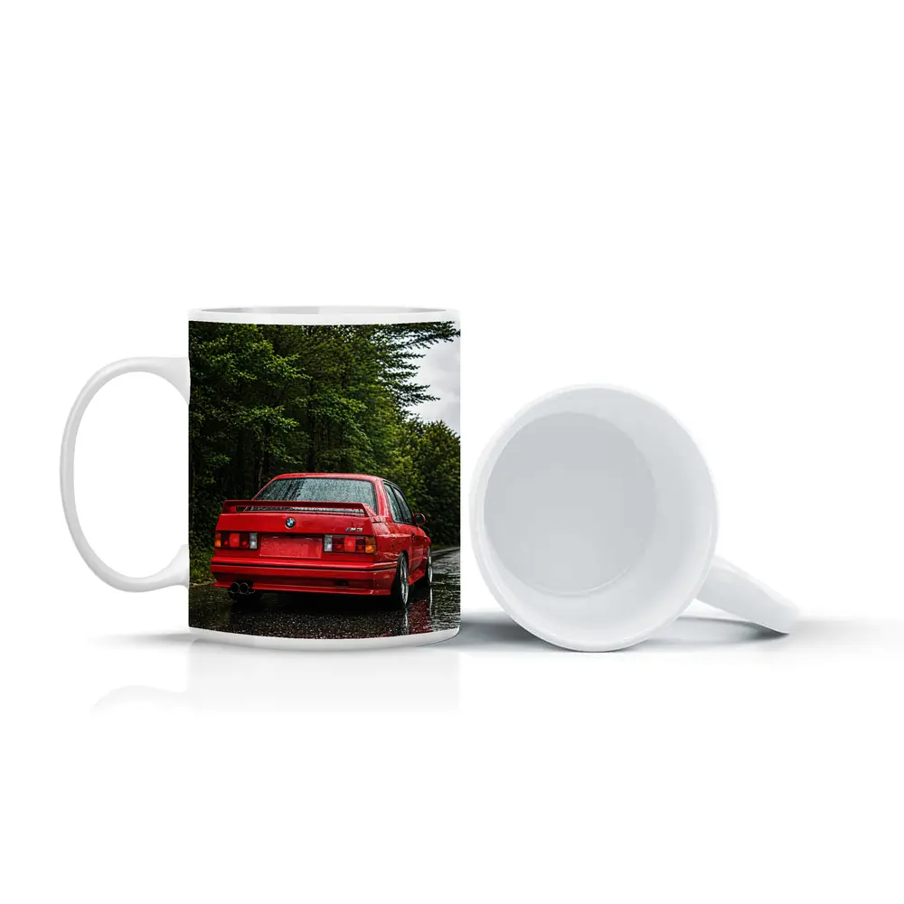 BMW M3 Red Wet Road Forest – Mugs
