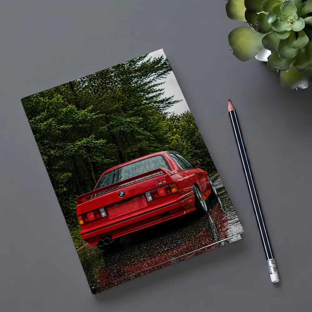 BMW M3 Red Wet Road Forest – Notebooks