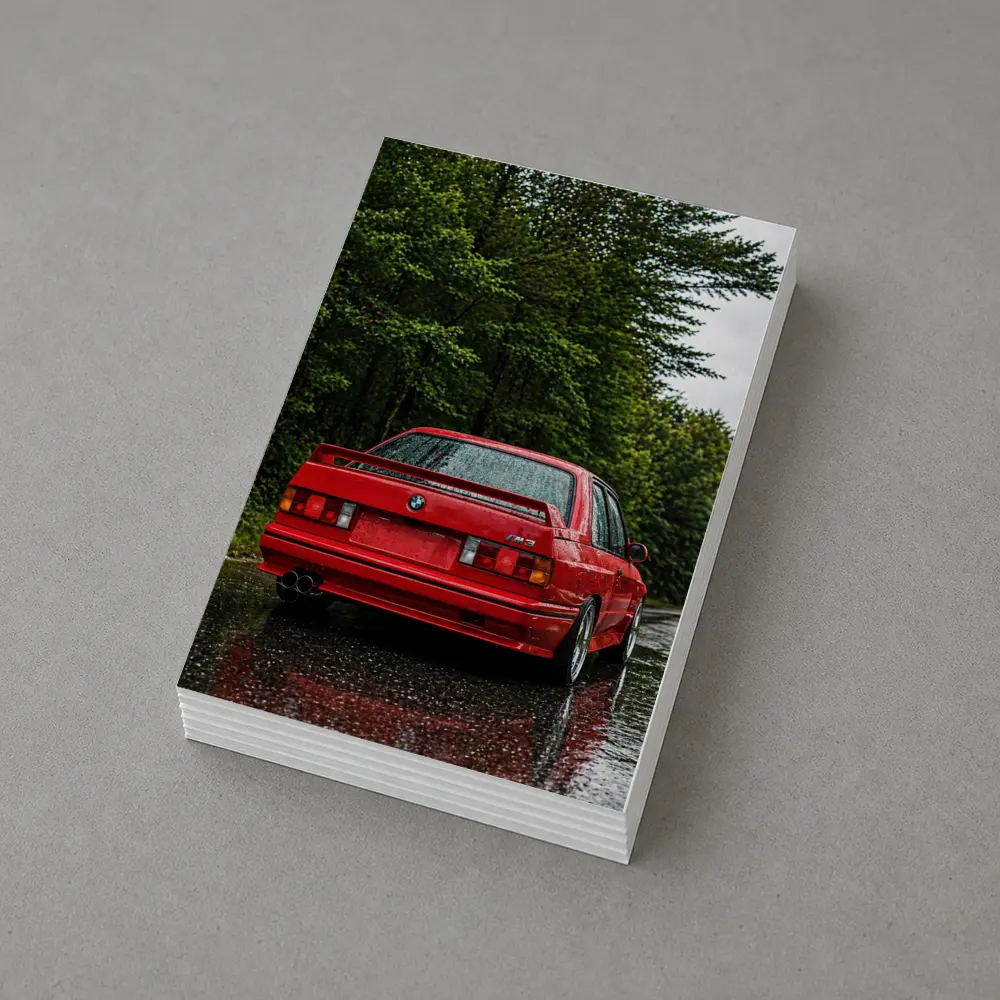BMW M3 Red Wet Road Forest – Postcards
