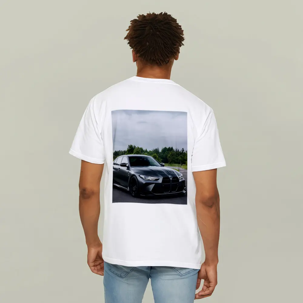 BMW M3 Matte Gray Sedan Overcast Forest – T-Shirts