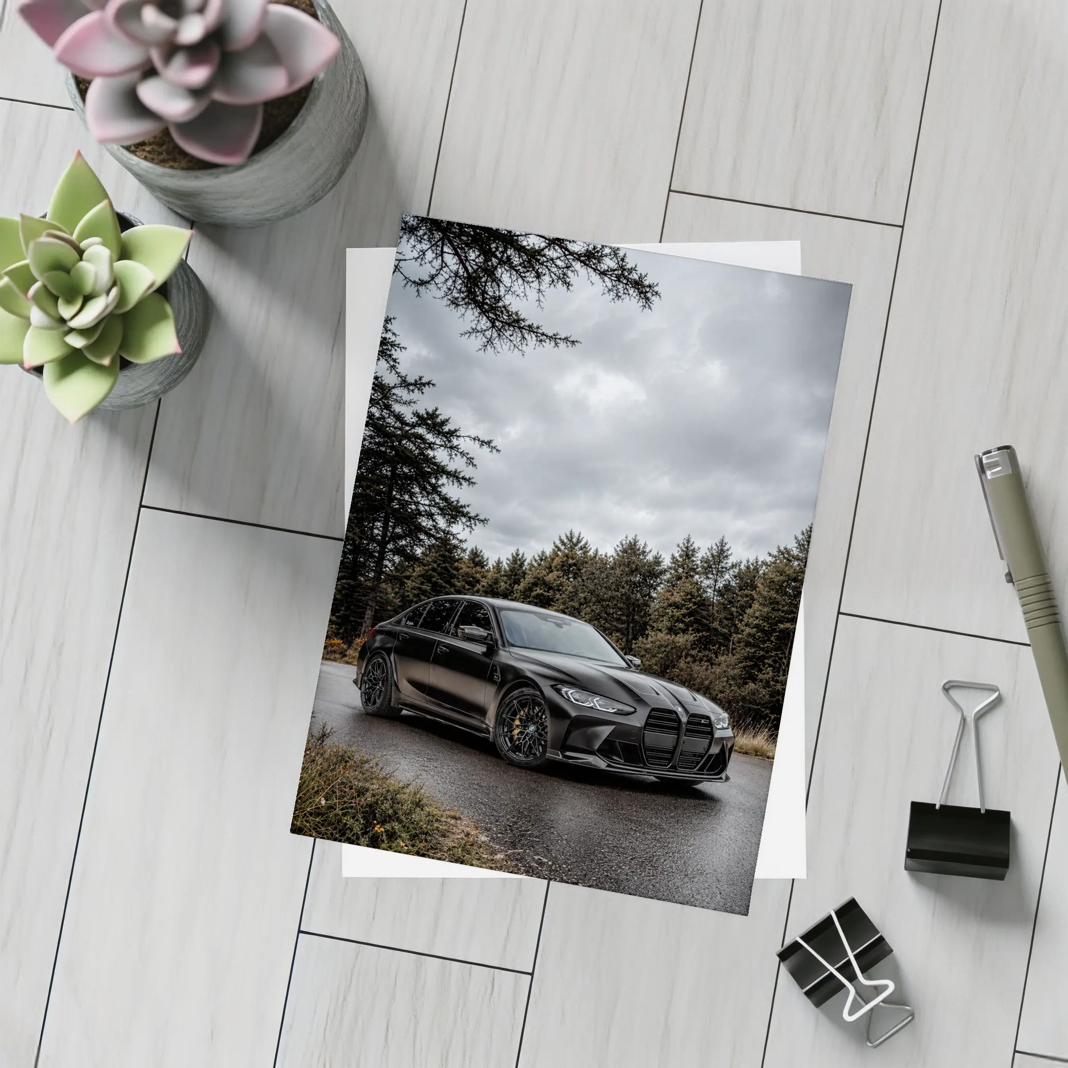 BMW M3 Sedan Matte Black Moody Forest – Postcards