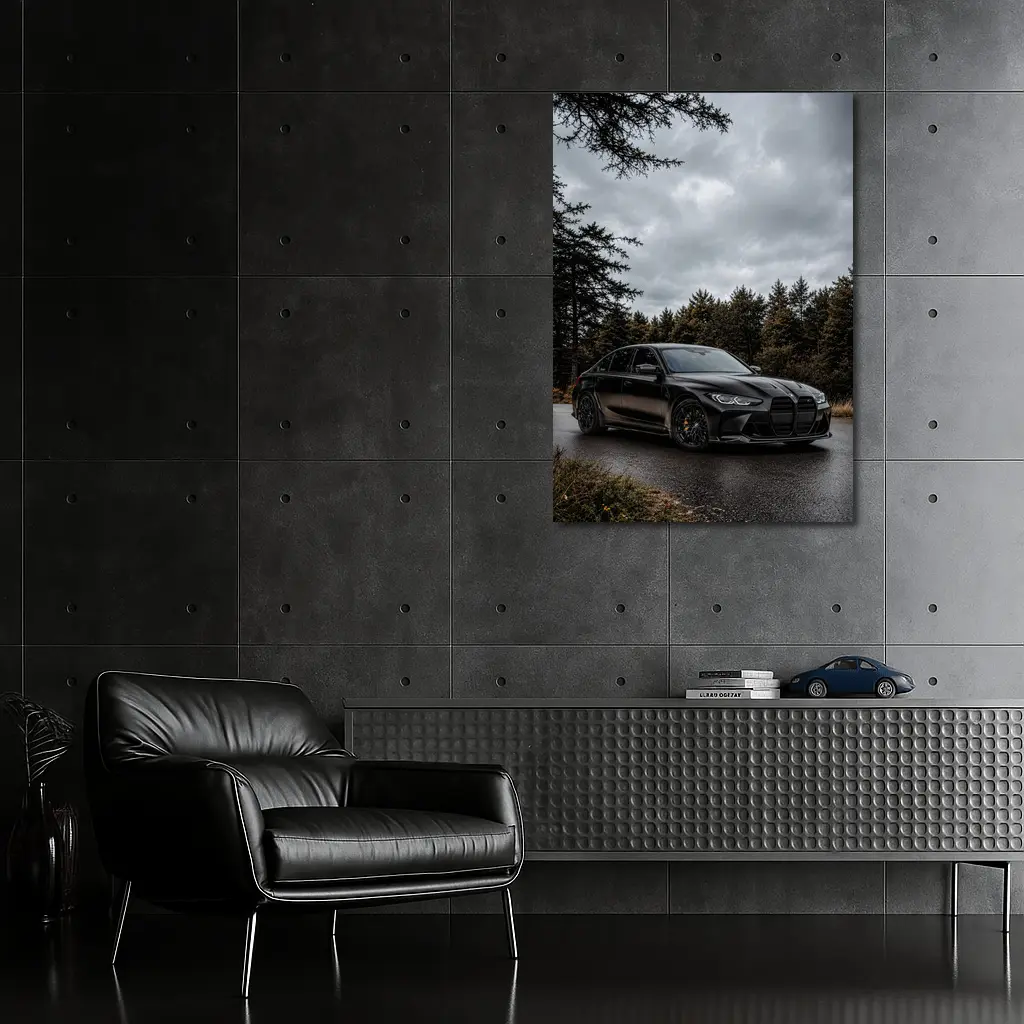 BMW M3 Sedan Matte Black Moody Forest – Wall Art