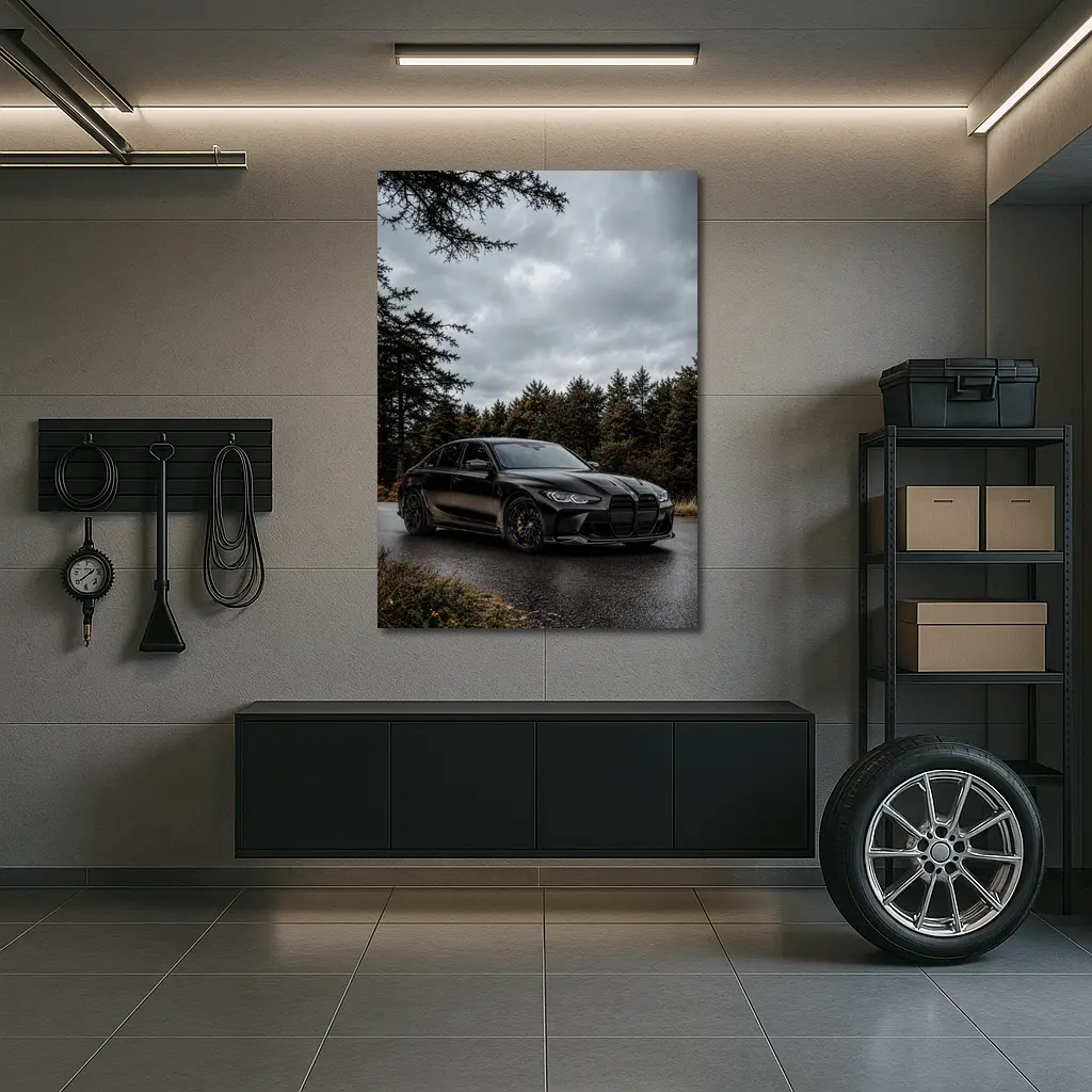 BMW M3 Sedan Matte Black Moody Forest – Wall Art